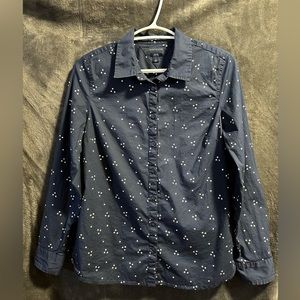 Women’s Navy Tommy Hilfiger Fitted Stretch Button Down Shirt Size M